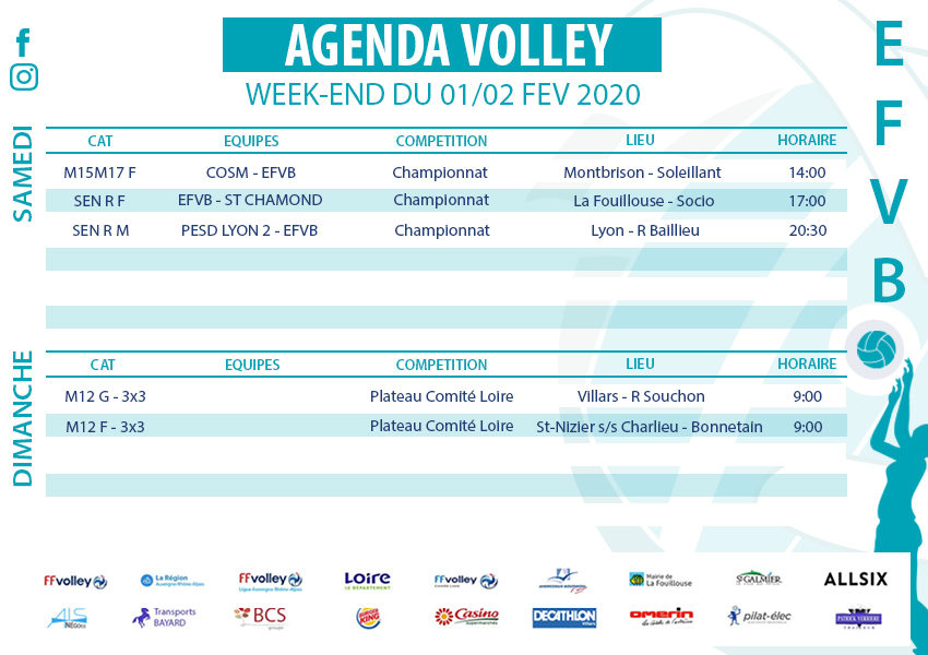 Agenda week-end du 1 et 2 février 2020